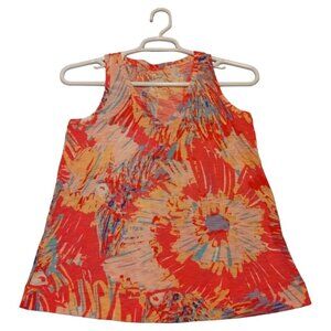 Lilly Pulitzer Women's‎ Abstract Print Sleeveless Tank Top Size S Orange V-Neck